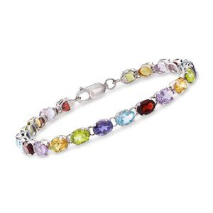 Ross Simons 16.00 ct. t.w. Multi-Gemstone Link Bracelet in Sterling Silver